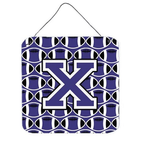 Carolines Treasures Letter x Football Purple and White Wall or Door Hanging Prints CJ1068-XDS66